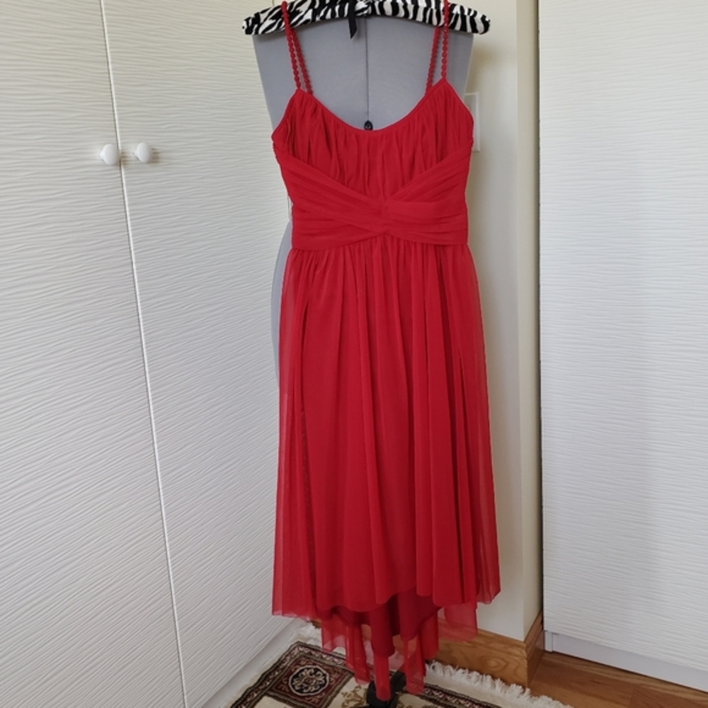 London Times Mesh Hi-Low Dress Size 4
